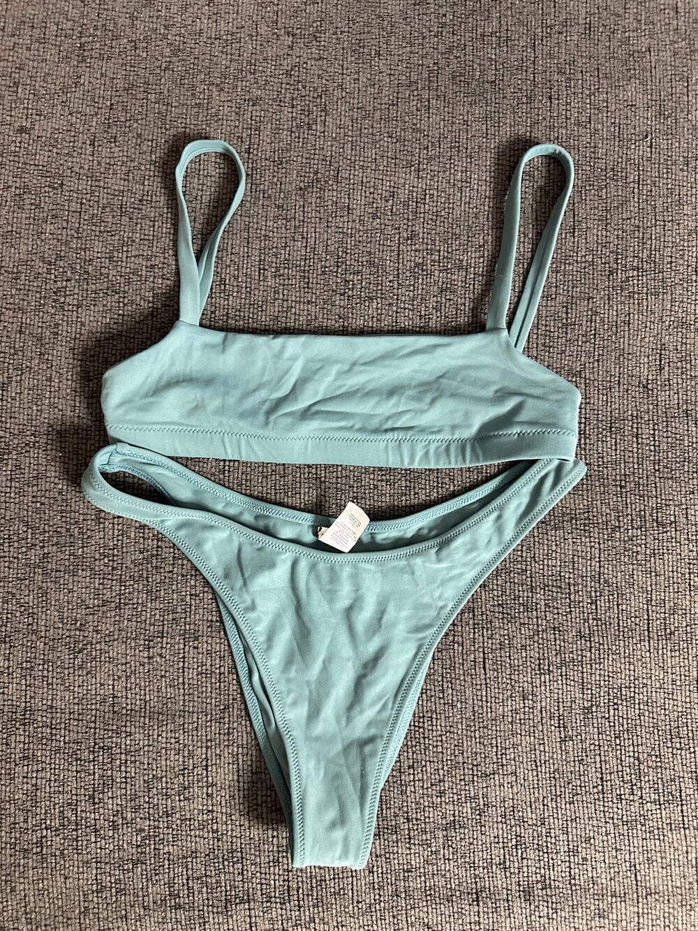 Tropic of C The C Bralette Bikini Top and High Cut Bottom size S/M Seafoam Green